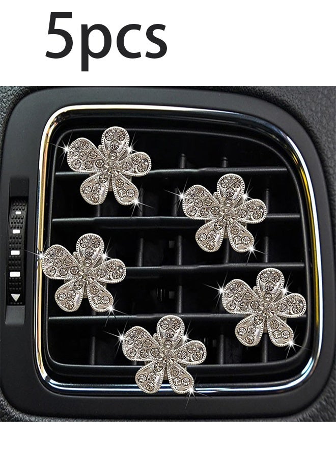 5 قطع مشبك تهوية السيارة، معطرات الهواء من زهرة بلينغ، مشابك تهوية للسيارة، زينة فتحات السيارات اللطيفة، موزع سيارة، حجر الراين، ديكور داخلي السيارة، إكسسوارات تهوية السيارة - Image 1